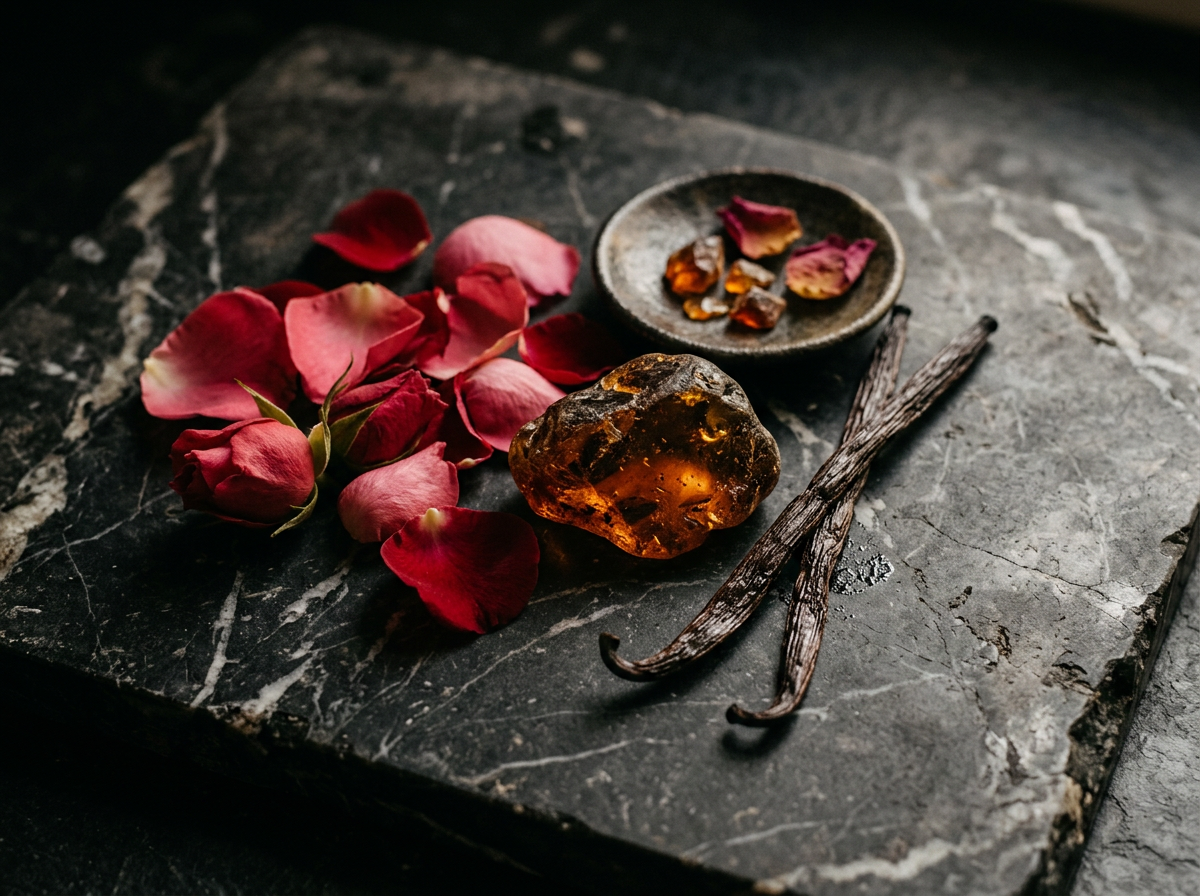 Artisanal fragrance bottles on a vanity