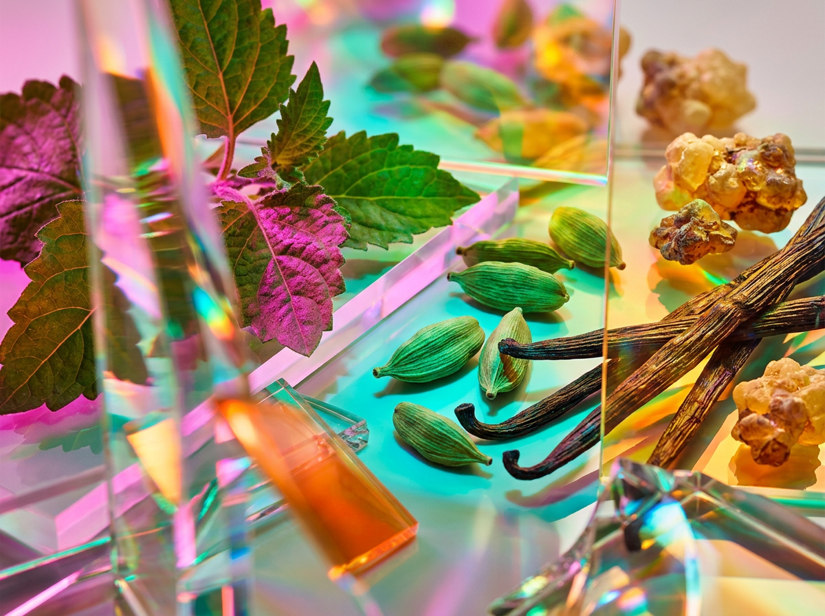 A collection of citrus-based perfumes on a sunlit terrace