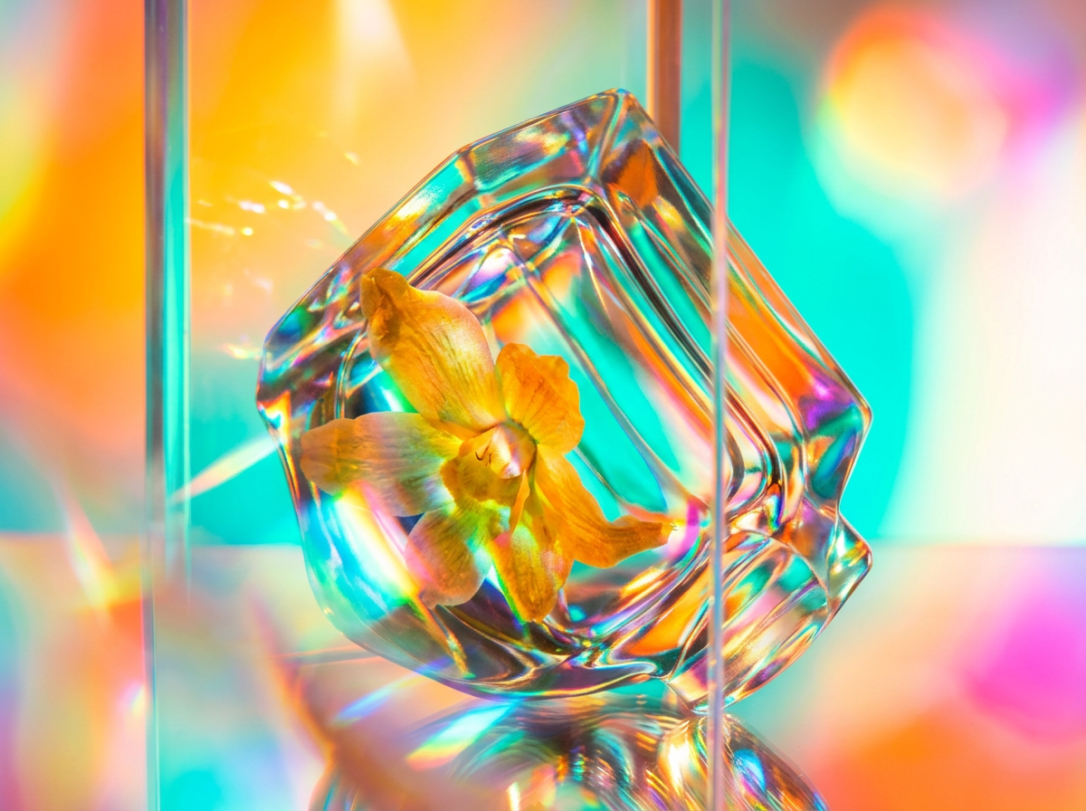 Close up of luxury perfume ingredients like blood oranges and cedarwood