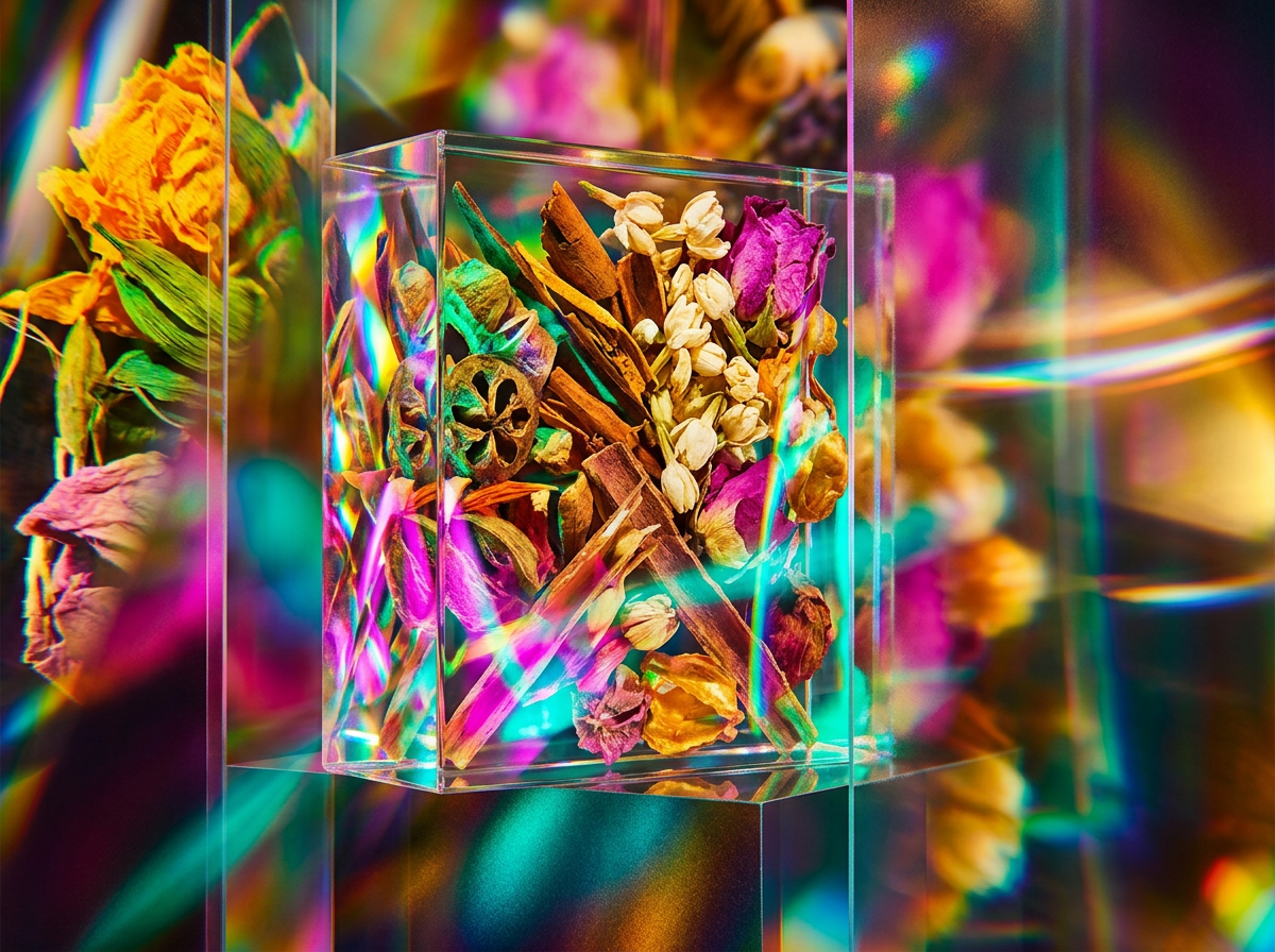 Artisanal fragrance bottles on a minimalist background