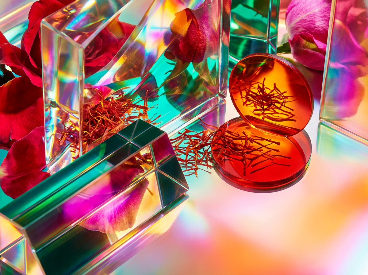 Macro shot of dewy petals and vibrant citrus fruit showing the high-quality ingredients of Shay and Blue fragrances.