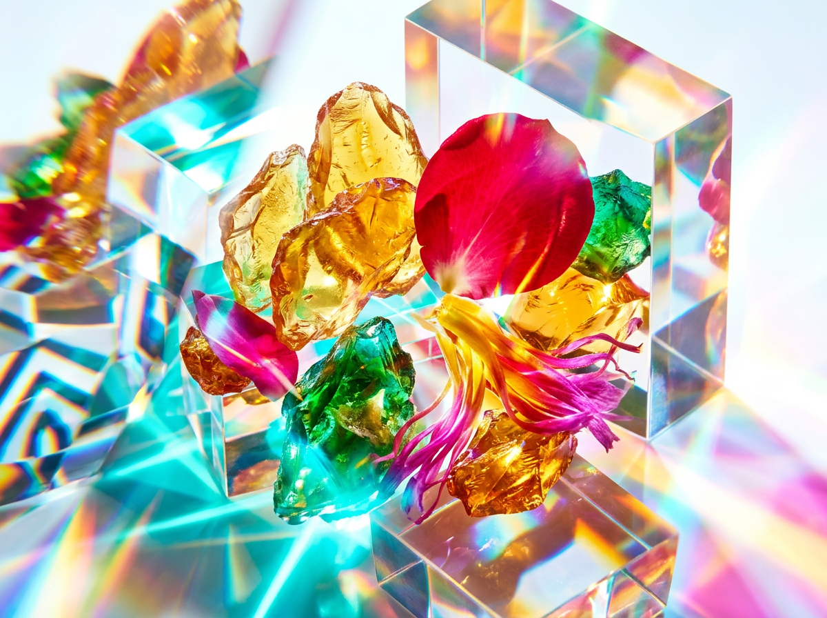 Floral ingredients of camellia and white flowers reflecting botanical purity