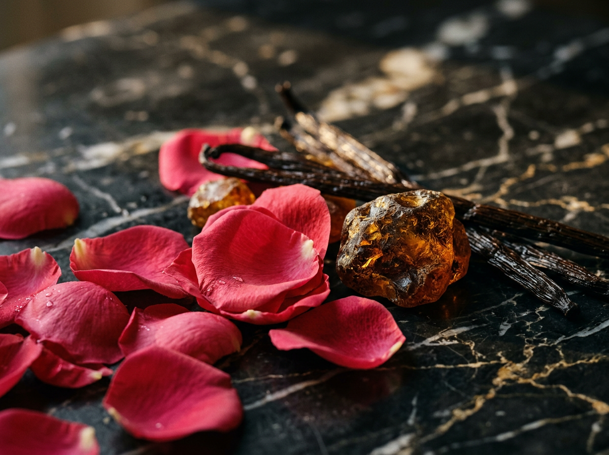 Atmospheric shot of dewy petals and mossy woods