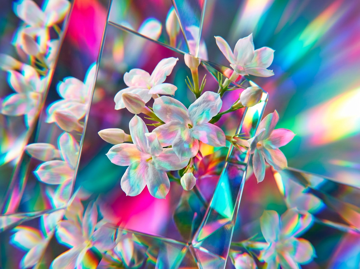 Close up of fresh citrus and white flower petals