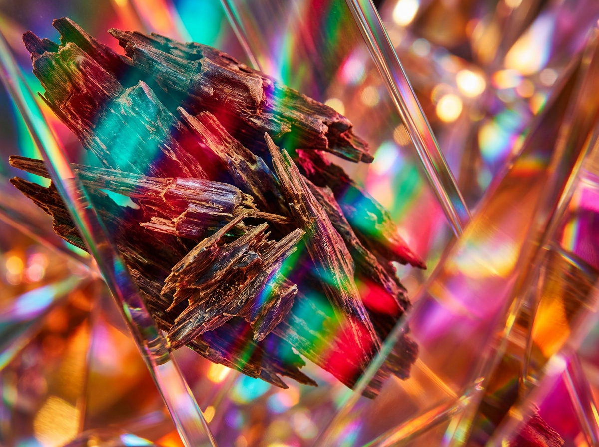 Close up of a fragrance bottle with woody and spicy natural ingredients