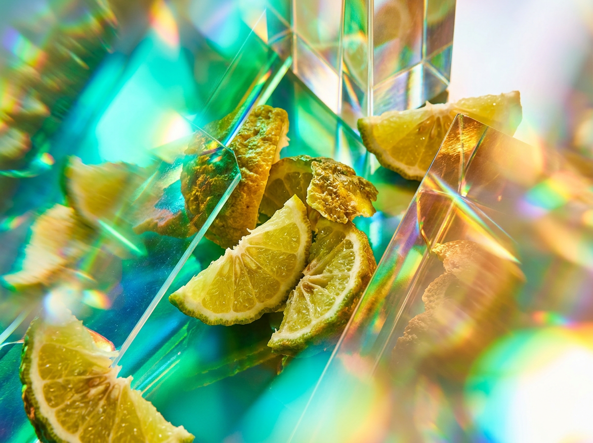 Close up of a luxury perfume bottle next to a glass of sparkling wine