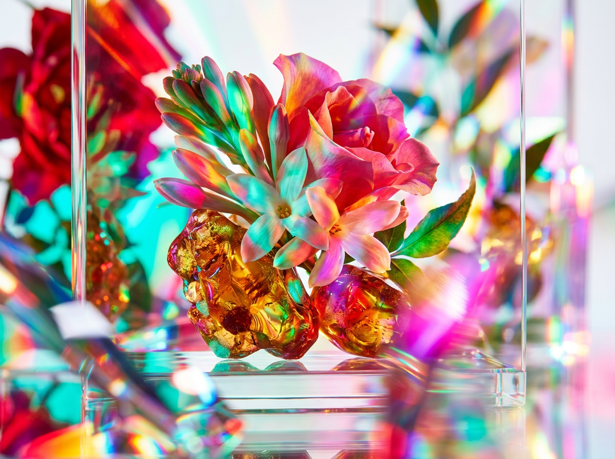 Close up of fall textures like wood bark and dried leaves with a perfume bottle