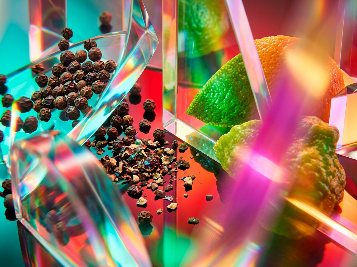 Fresh citrus and green leaves representing morning perfume notes