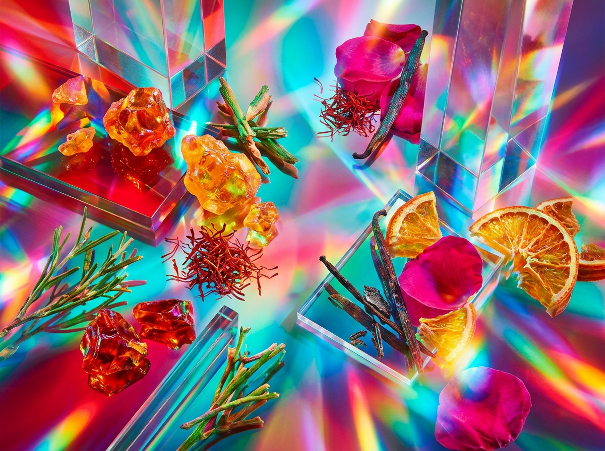 Artisanal perfume creation showcasing botanical ingredients