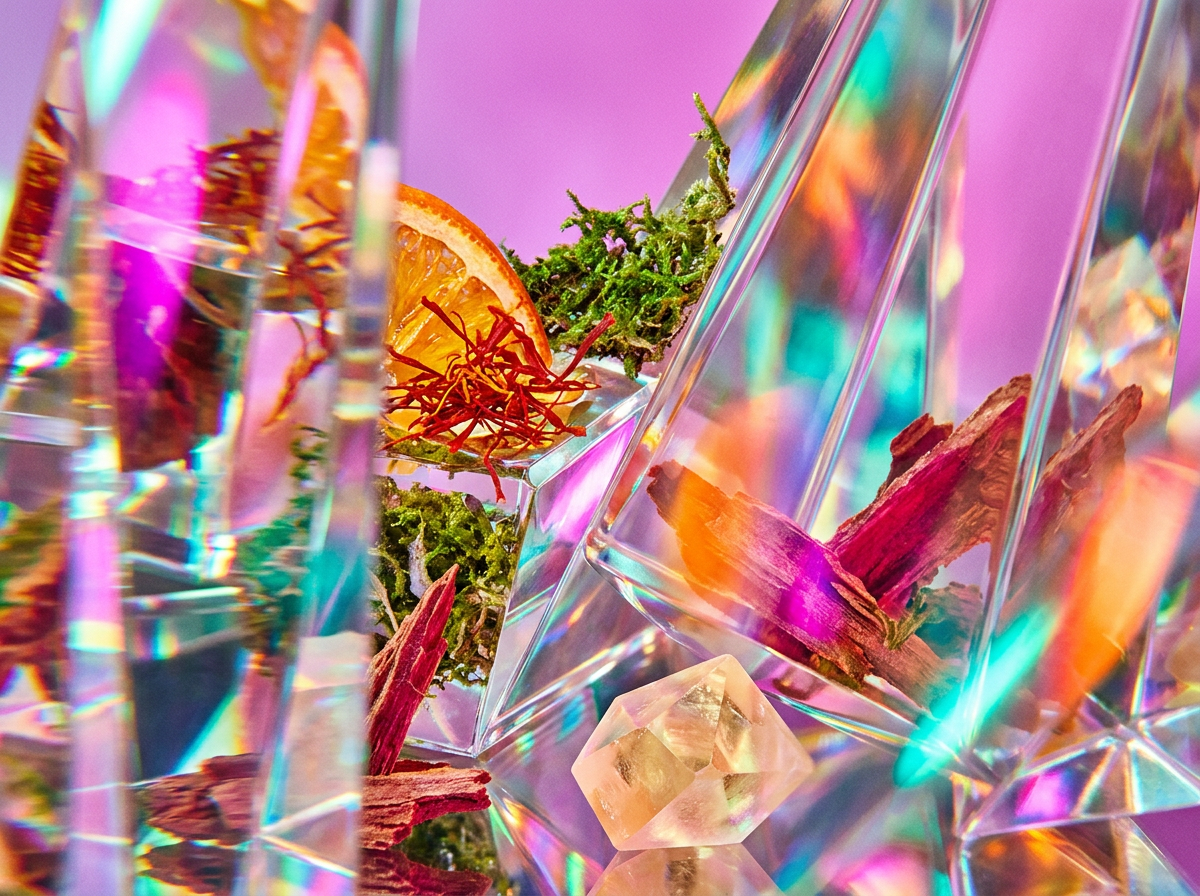 A bottle of Shay & Blue fragrance among fresh dew-covered flowers