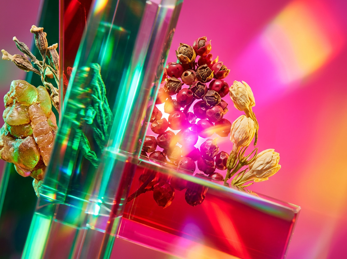 Artisanal fragrance bottles on a minimalist wooden desk