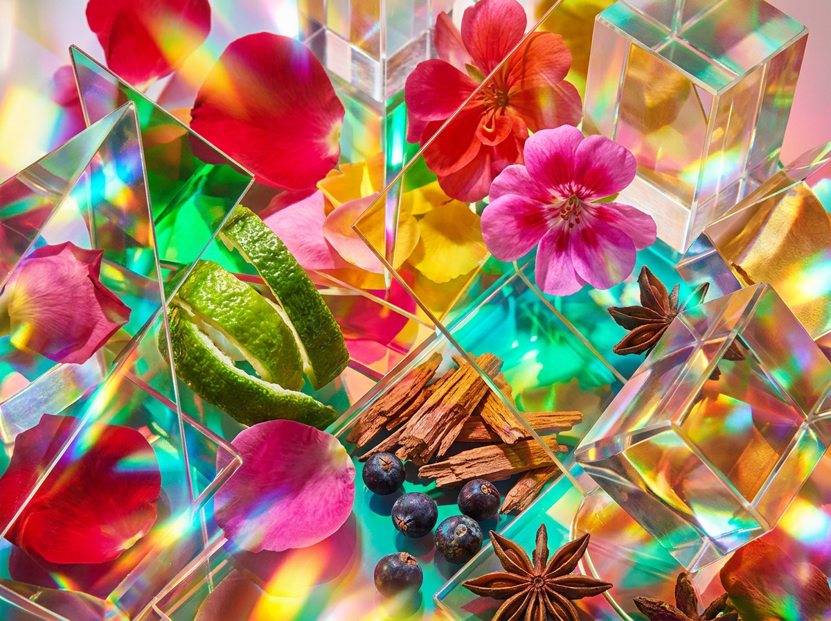 Fragrance bottles resting on a velvet surface